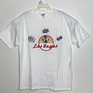 HANES Beefy Men’s White with Embroidered Las Vegas Size XL NWOT